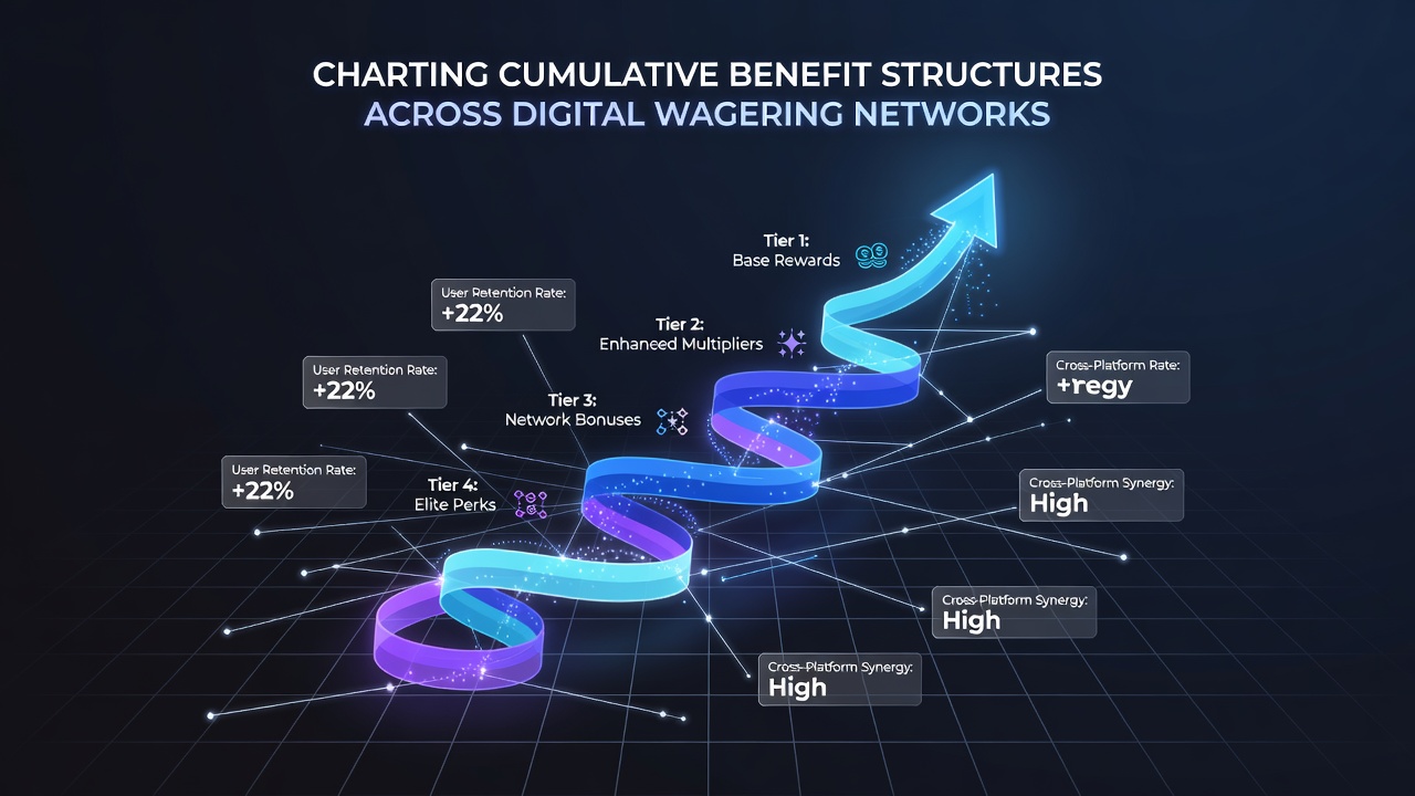 Infographic illustrating point accrual rates, tier progression timelines, and cross-platform reward synchronization in wagering networks