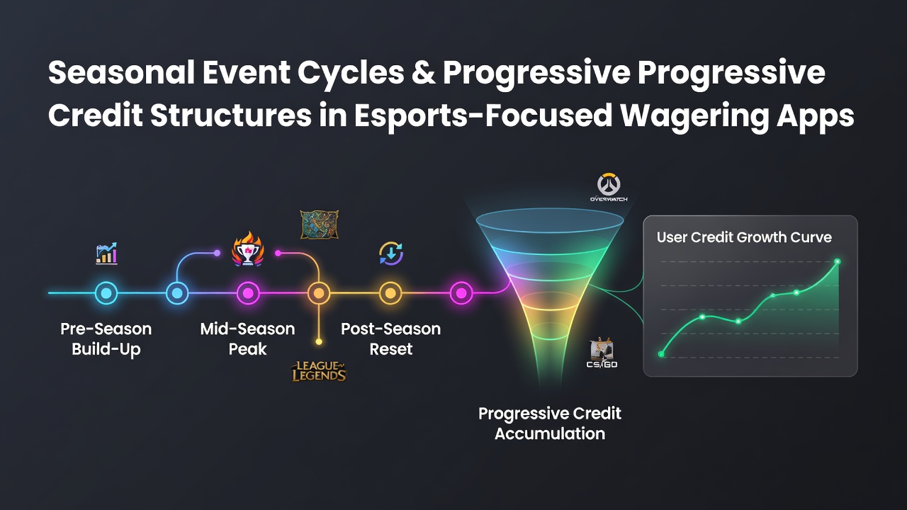 Mobile app dashboard displaying layered credit tiers and seasonal event progression indicators