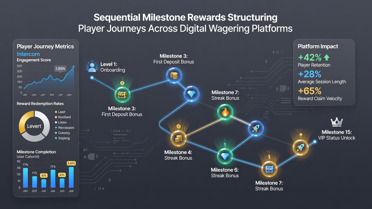 Screenshot of a mobile app interface displaying active milestone progress bars and unlocked reward tiers in a digital wagering platform