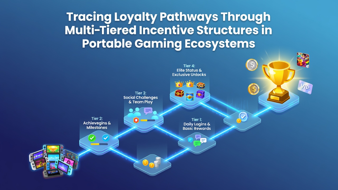 Mobile gaming app interface displaying layered loyalty tiers and reward progression charts